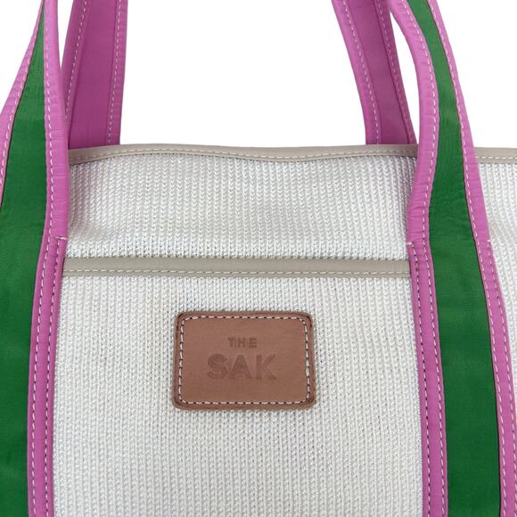 The Sak White Green Pink Shoulder Tote Bag - Picture 2 of 11
